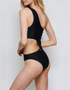NADIA TRI-COLOR ONE SHOULDER MAILLOT