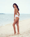 Elizabeth Deep V Maillot-white
